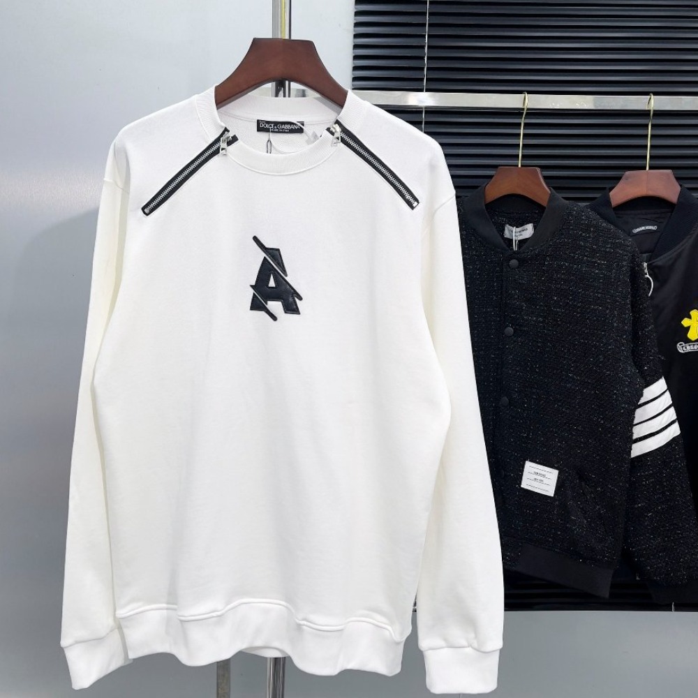 Áo nỉ nam hình thêu chữ A mix 2 khóa cổ cực chất - Áo sweater nam nữ hình thêu DA chữ A phối khóa cao cấp Trend 2023