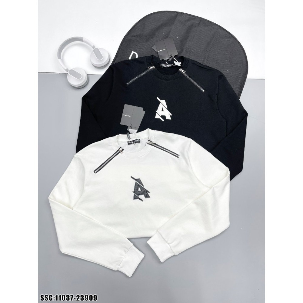 Áo nỉ nam hình thêu chữ A mix 2 khóa cổ cực chất - Áo sweater nam nữ hình thêu DA chữ A phối khóa cao cấp Trend 2023