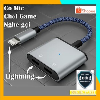 Cáp vừa sạc vừa tai nghe cho IPcó Mic chuyển đổi 2 cổng ko trễ tiếng