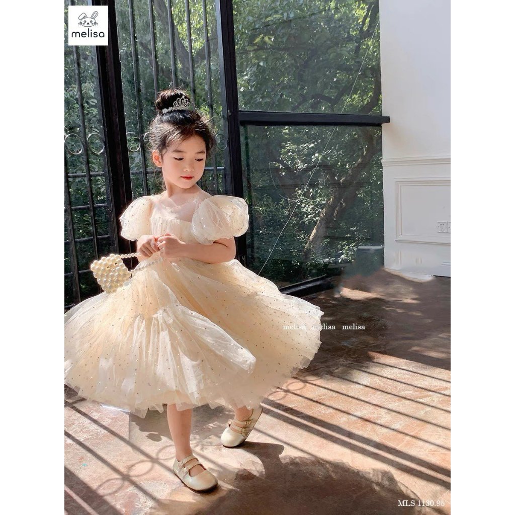 014292 Đầm công chúa họa tiết ngôi sao cho bé