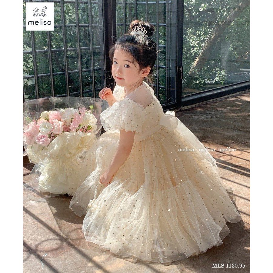 014292 Đầm công chúa họa tiết ngôi sao cho bé