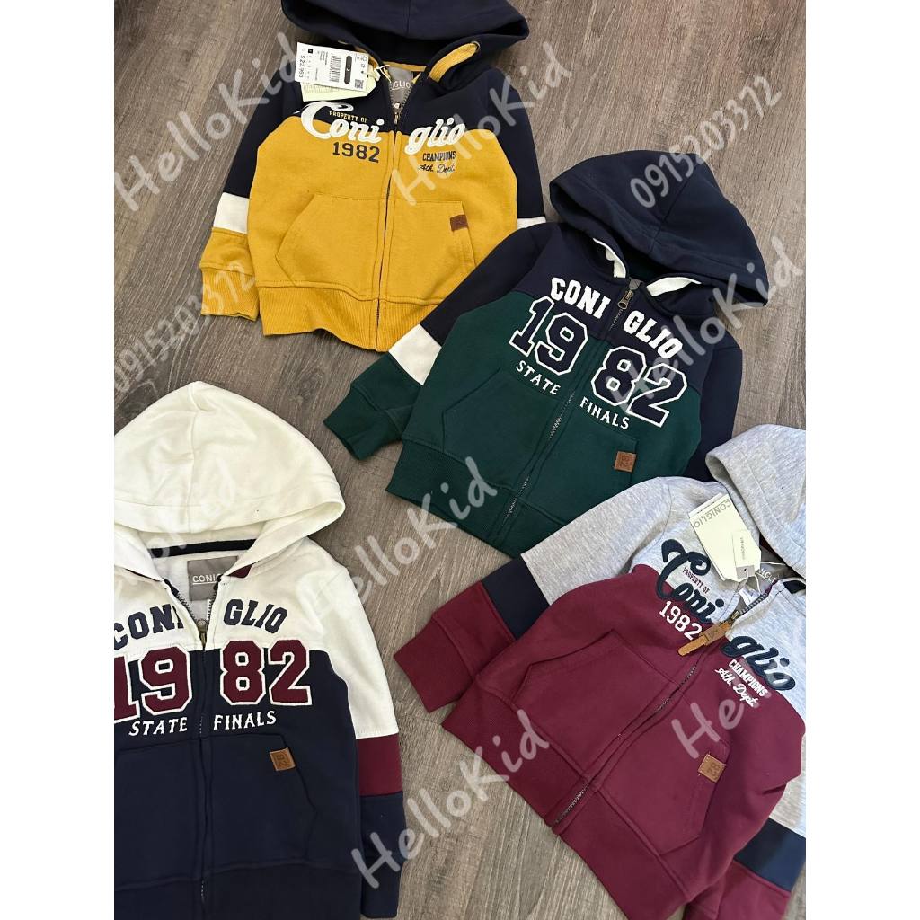 Áo khoác nỉ cologlio chữ thêu nổi cho bé