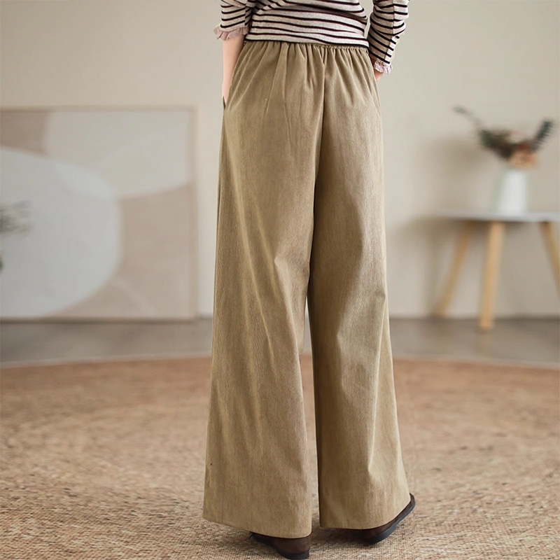 Quần baggy nhung tăm KAMAKA lưng thun khuy cài ống đứng - NU9336