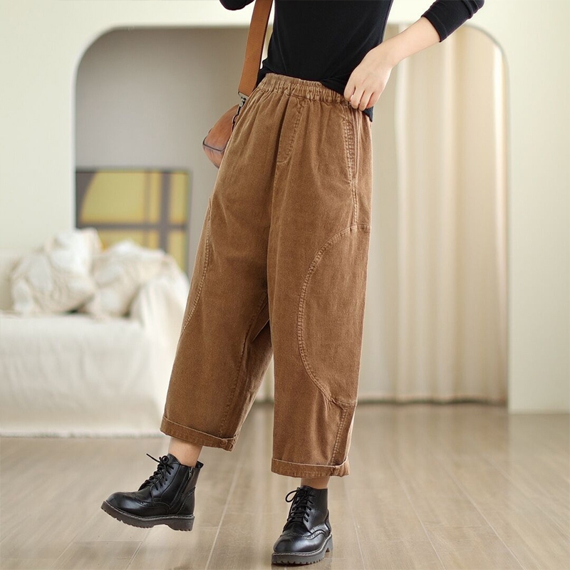 Quần baggy lưng thun KAMAKA dáng rộng ống đứng hai túi chéo - NU9335