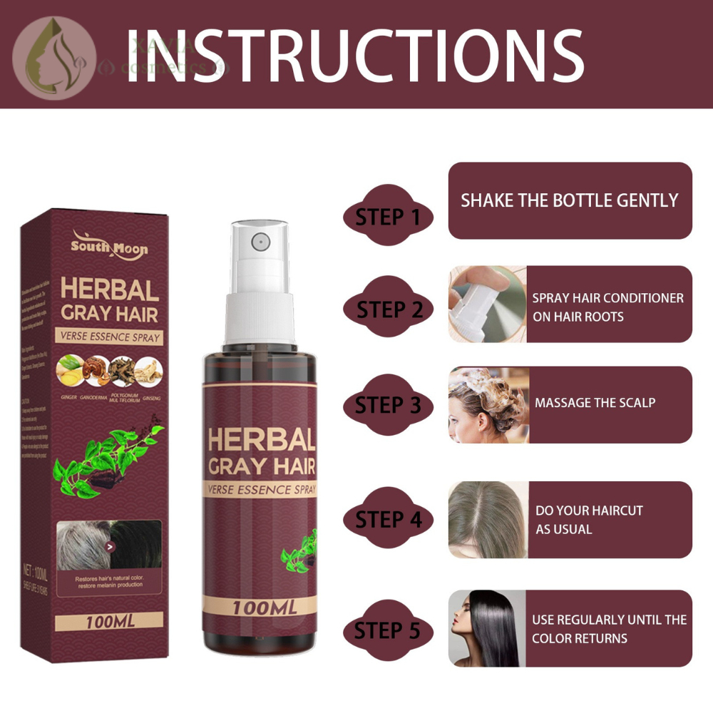 Xịt nấm linh chi đen tóc HERBAL, Hạn chế tóc bạc, Nuôi tóc đen dày tự nhiên, Không gãy rụng - XAVIA COS METICS