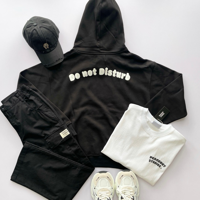 Áo HOODIES Peaceout Studios "Do Not Disturb" Unisex chữ in nổi