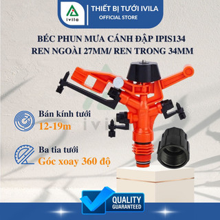 Các loại béc tưới phun mưa cánh đập ren 21/27/34mm, điều chỉnh góc tưới hoặc tưới 360, bán kính lớn