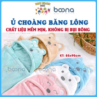 Ủ choàng băng lông Boona, chăn ủ lông hình gấu có mũ