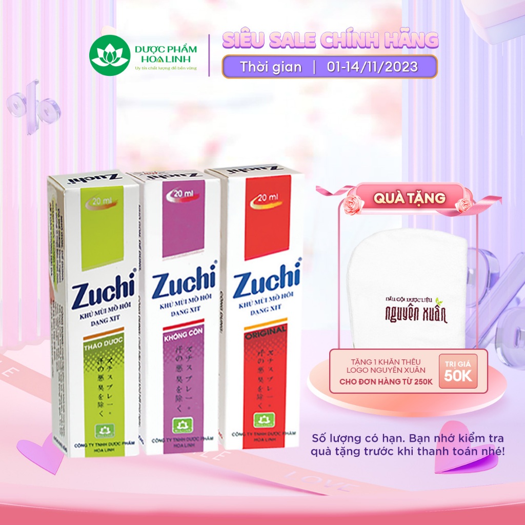 Xịt khử mùi mồ hôi Zuchi 20ml (Màu ngẫu nhiên)