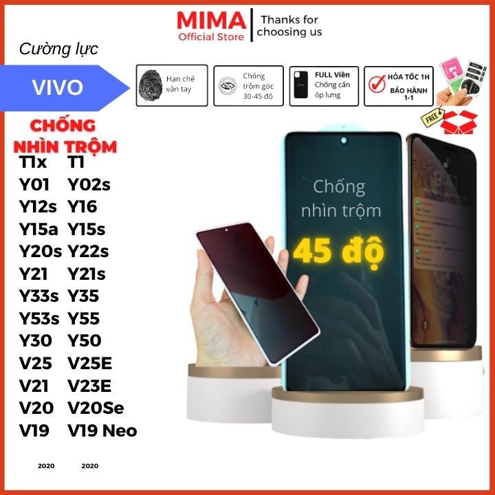 Cường lực chống nhìn trộm Vivo Y12s T1x T1 Y30 Y15a Y15s Y35 Y55 Y33s Y22s Y16 Y21 Y21s Y02s Y01 Y20s V25 V25e V23e V21