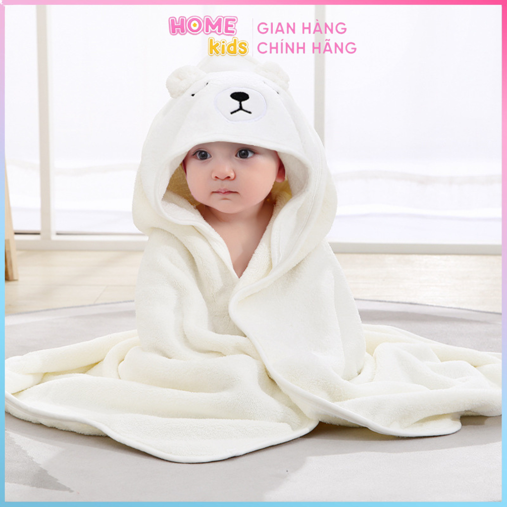 Khăn ủ quấn bé có mũ hình thú xinh xắn Home kids chất vải mềm mại