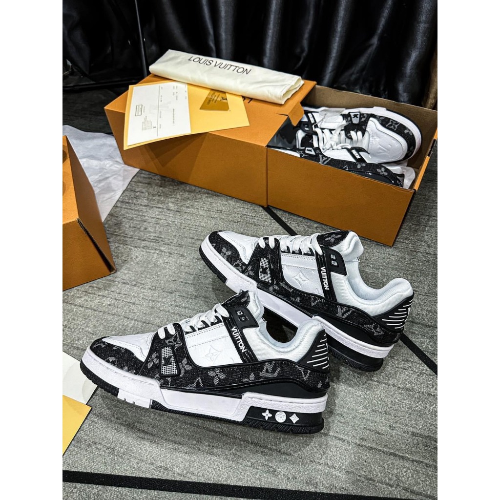 Giày Sneaker_ LV Trainer, Louis Vuitton Trainer Black White, Giày LV Louis Vuitton HÀNG CAO CẤP -Công Giày Sneaker