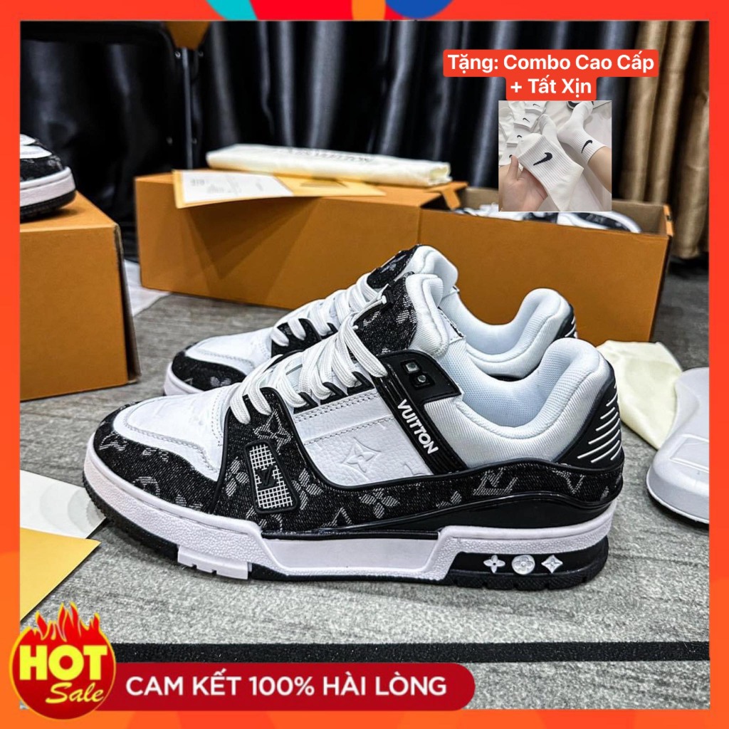 Giày Sneaker_ LV Trainer, Louis Vuitton Trainer Black White, Giày LV Louis Vuitton HÀNG CAO CẤP -Công Giày Sneaker