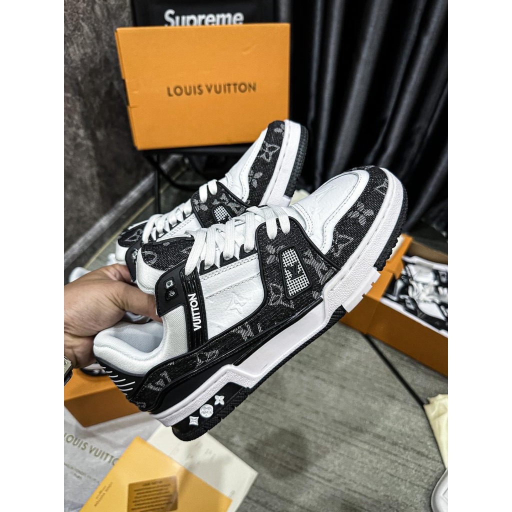 Giày Sneaker_ LV Trainer, Louis Vuitton Trainer Black White, Giày LV Louis Vuitton HÀNG CAO CẤP -Công Giày Sneaker