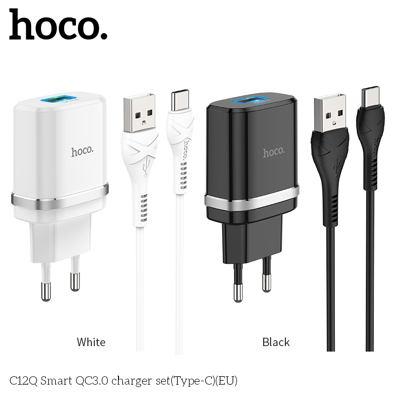 Bộ sạc Hoco C12Q  hỗ trợ sạc nhanh 3A,PD 18W, tương thích nhiều dòng Samsung/Huawei/Xiaomi