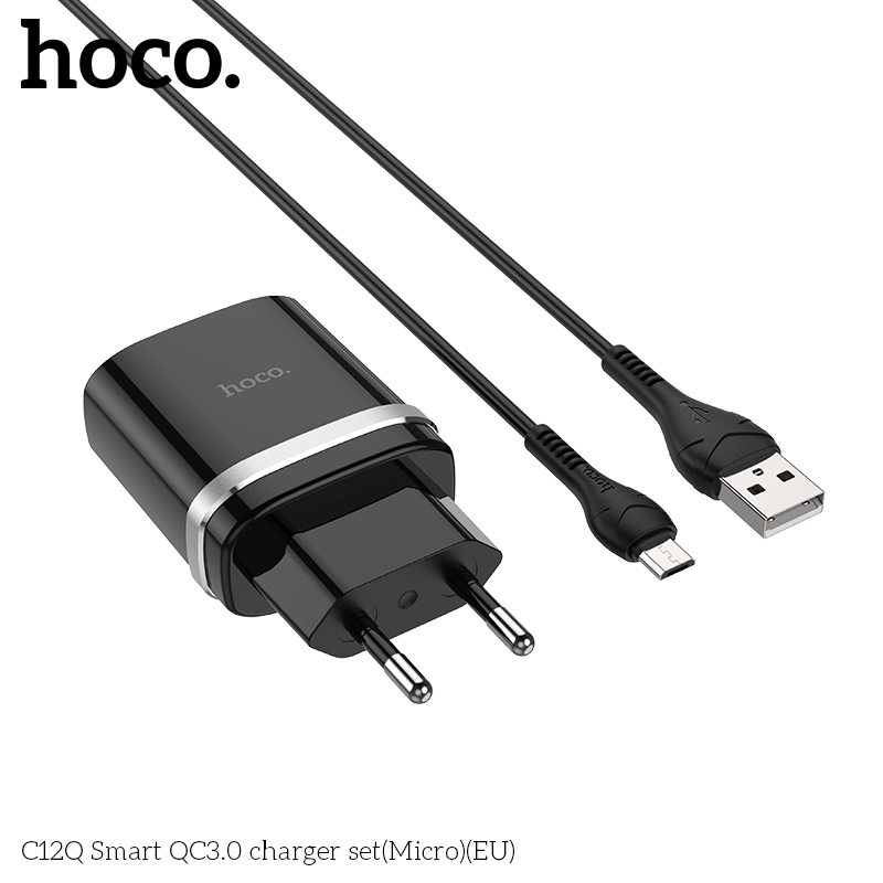 Bộ sạc Hoco C12Q  hỗ trợ sạc nhanh 3A,PD 18W, tương thích nhiều dòng Samsung/Huawei/Xiaomi