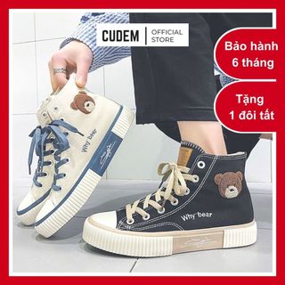 Giày thể thao nữ cổ cao đi học BearBox thêu hình gấu dáng thể thao S15