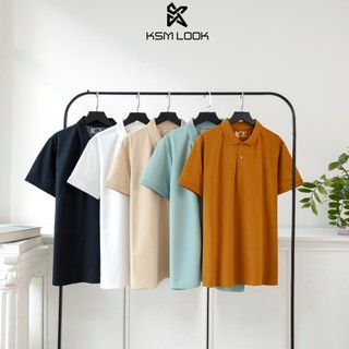Áo Thun POLO Trơn basis Nam KSM Menswear Tay Ngắn có cổ trụ bẻ đẹp vải cá sấu Thái mềm mịn PL700