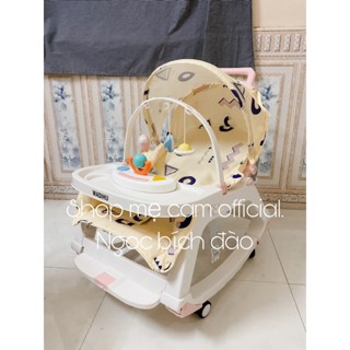 Nôi Rung, Ghế Rung Nhún Bập Bênh Kiêm Ghế Ăn Dặm Cho Bé Có Bánh Xe Và Đồ Chơi[Hàng Cao Cấp] SMBD148