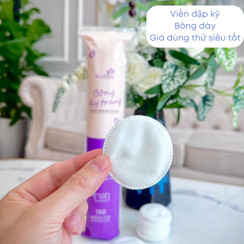 Bông tẩy trang Alucos Dày Dặn Mềm dai An toàn 100% bông tự nhiên Dùng Là Nghiền - Coravo