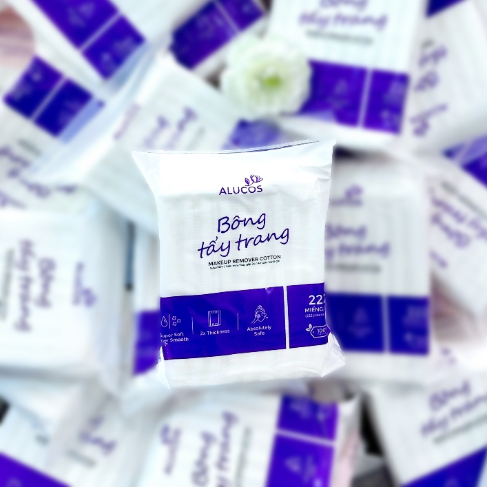 Bông tẩy trang Alucos Dày Dặn Mềm dai An toàn 100% bông tự nhiên Dùng Là Nghiền - Coravo