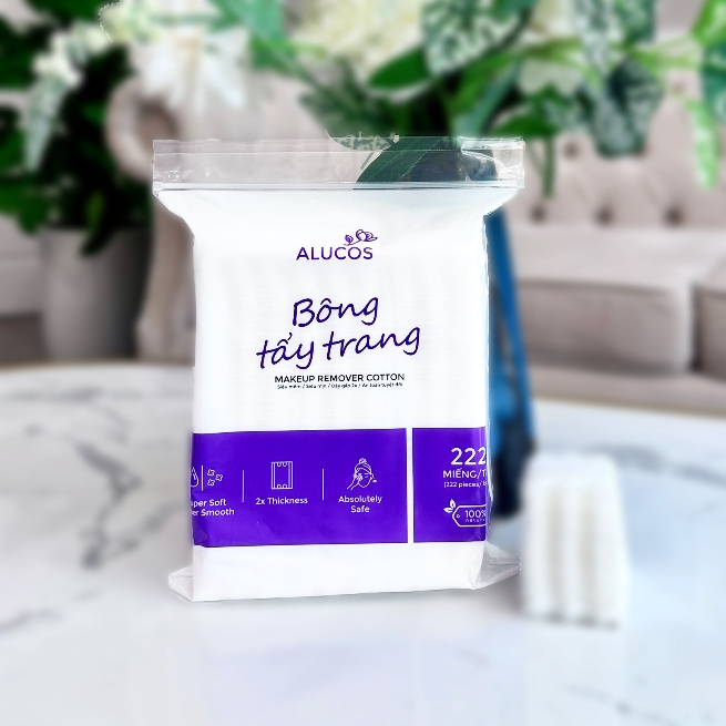 Bông tẩy trang Alucos Dày Dặn Mềm dai An toàn 100% bông tự nhiên Dùng Là Nghiền - Coravo