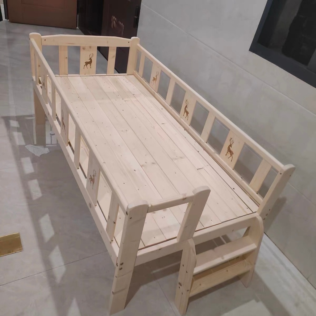Giường cho bé kích thước 150x70x40cm, Giường gỗ cho bé ghép với giường bố mẹ có thang lên xuống-Kiwi.baby.shop