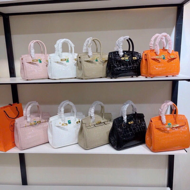 (Hàng mới về) Túi Hơ Mẹc Vân Rắn k hộp Size 20-25cm