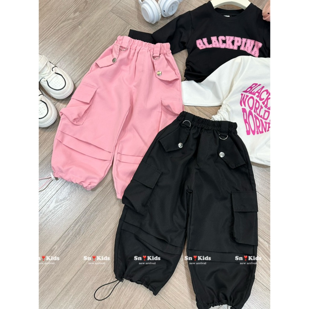 Đồ bộ cho bé , sét bộ B.lack Pi.nk quần túi hộp sành điệu cho bé gái 10-30kh