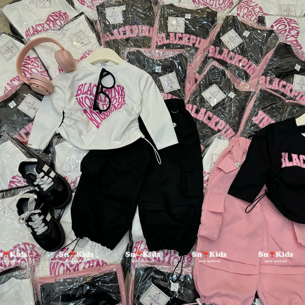 Đồ bộ cho bé , sét bộ B.lack Pi.nk quần túi hộp sành điệu cho bé gái 10-30kh