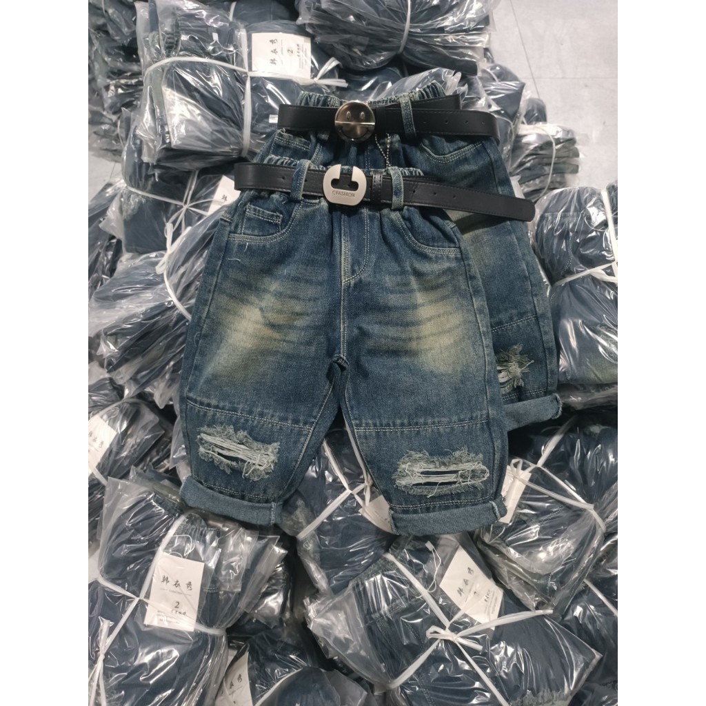 Quần dài cho bé trai , quần Jeans đắp gối + quần rách sành điệu cho bé trai