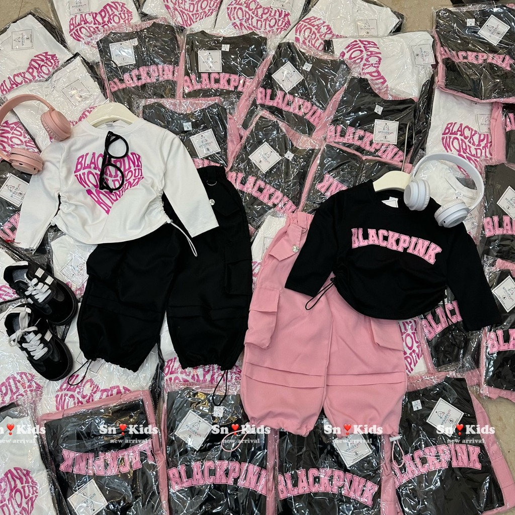 Đồ bộ cho bé , sét bộ B.lack Pi.nk quần túi hộp sành điệu cho bé gái 10-30kh