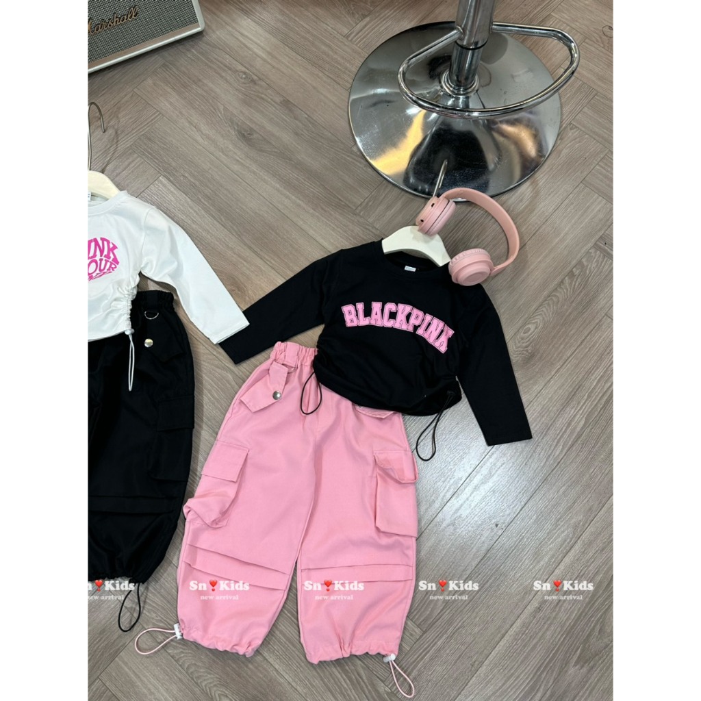 Đồ bộ cho bé , sét bộ B.lack Pi.nk quần túi hộp sành điệu cho bé gái 10-30kh