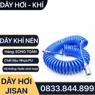 Dây Hơi Bơm Xe, Dây Xoắn Hơi PU Jisan Hàn Quốc 5x8mm (Kèm Đầu Nối Nhanh)