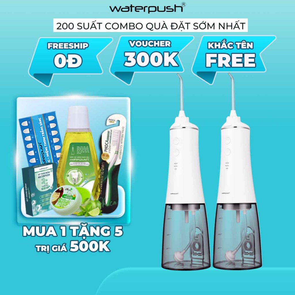 Combo Máy Tăm Nước Cao Cấp 2203 X WaterPush - Bảo hành Online máy lỗi đổi mới tận nhà 1 năm - Áp lực nước 30-150PSI