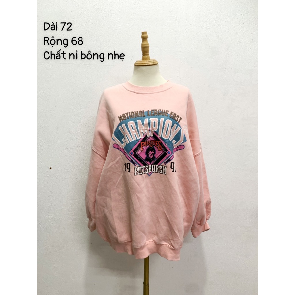 Áo sweater mỹ 2hand bigsize nam nữ, Áo si nỉ bông form rộng unisex, Áo nỉ da cá dài tay secondhand