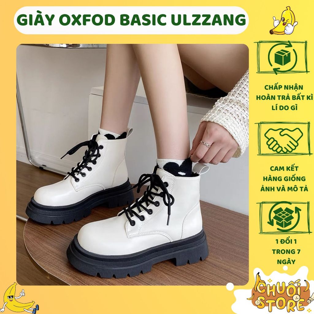 Giày Boots nữ ulzzang chất da Pu đế cao 5cm khoá kéo phong cách hàn quốc phù hợp đi học đi chơi