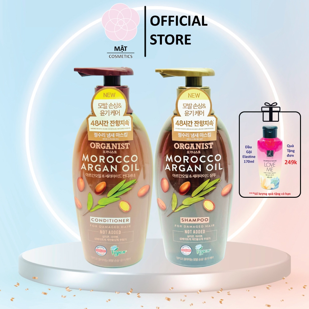 Combo dầu gội và kem xả nuôi dưỡng tóc Organist tinh dầu Morocco Argan 500ml