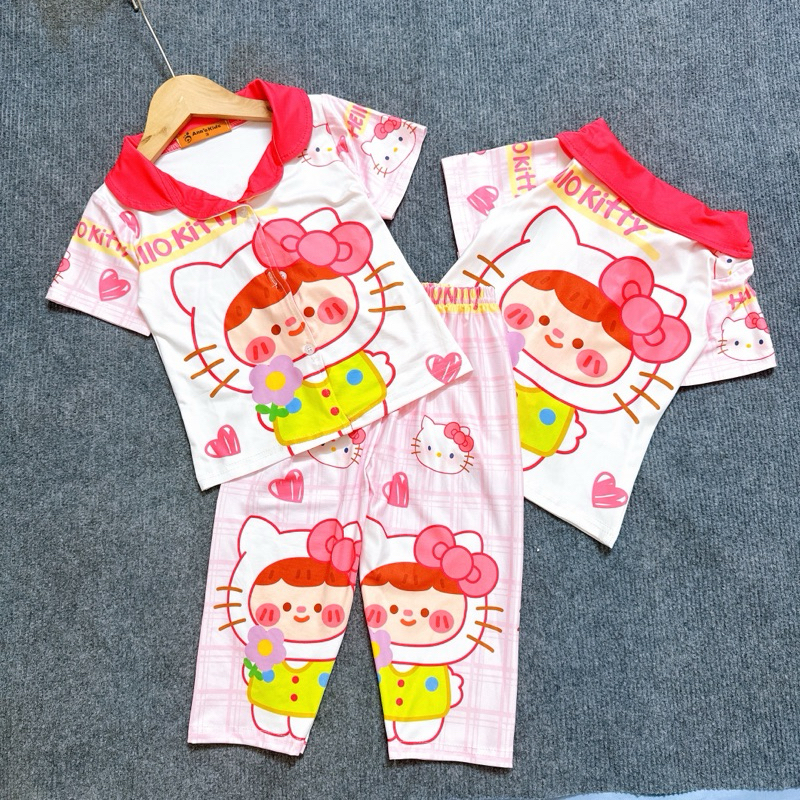 Bộ Tay ngắn Quần dài cho bé gái hàng thun lạnh cho bé 10kg tới 21kg, mặc ngủ mặc đi học , đi chơi