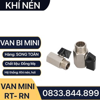 Van Khí Nén, Van Bi Đồng Tay Gạt Mini Ren 13 17 21 Đồng Mạ Lắp Đặt Hệ Thống Khí Nén, Thủy Lực
