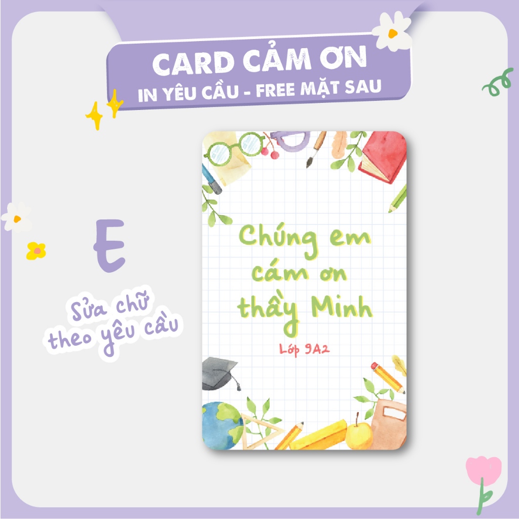 SET 10 CARD BO GÓC THANK YOU 20/11 8/3 20/10 sẵn mặt sau in ảnh làm quà tặng