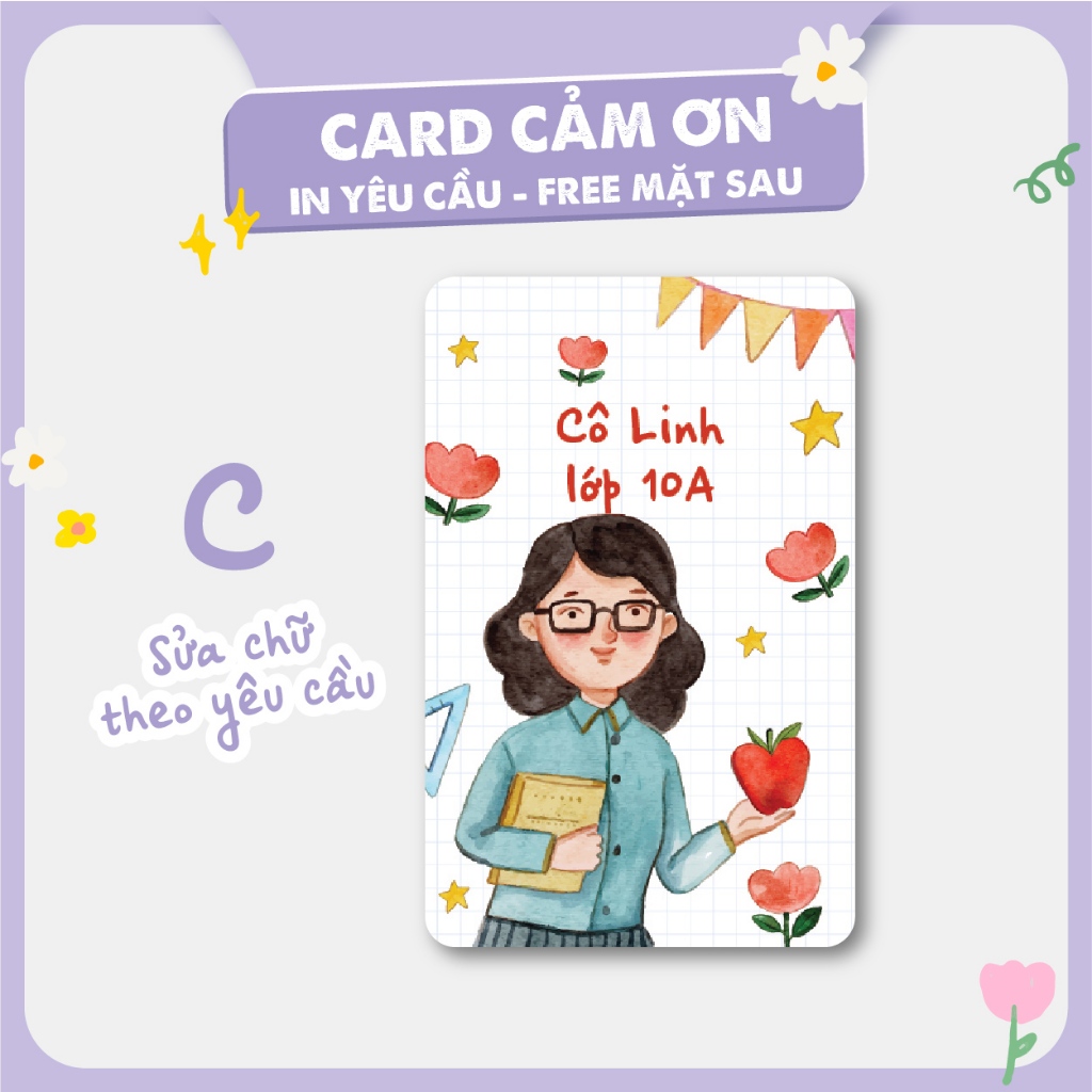 SET 10 CARD BO GÓC THANK YOU 20/11 8/3 20/10 sẵn mặt sau in ảnh làm quà tặng