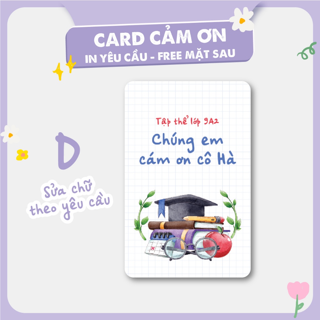 SET 10 CARD BO GÓC THANK YOU 20/11 8/3 20/10 sẵn mặt sau in ảnh làm quà tặng