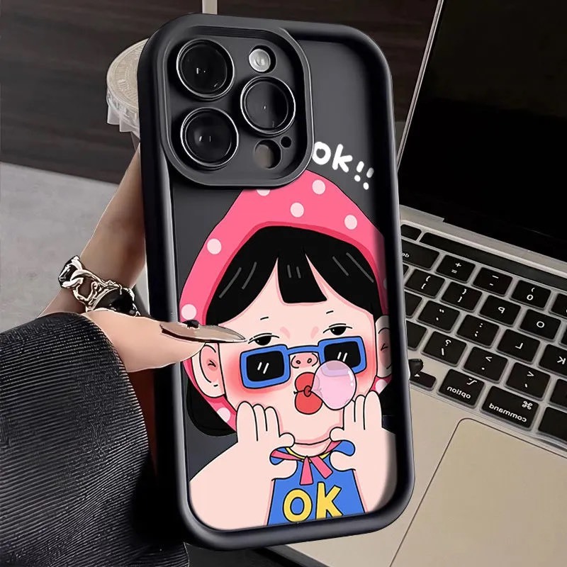 Ốp lưng iphone camera viền cao girl ok 6/6s/6plus/7/8/plus/x/xs/11/12/13/14/15/pro/max/plus/promax - Awifi Case S1-1