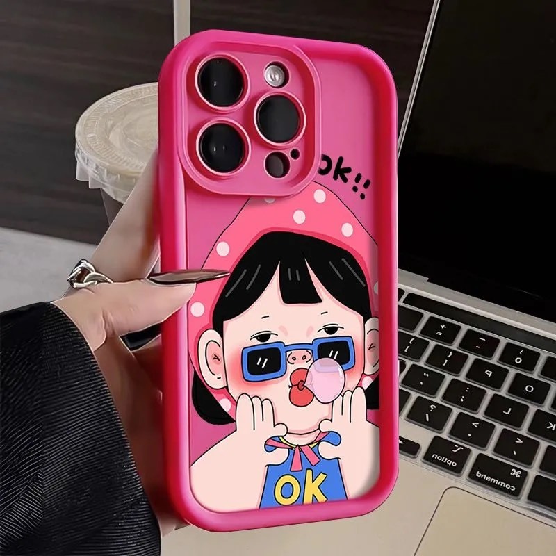 Ốp lưng iphone camera viền cao girl ok 6/6s/6plus/7/8/plus/x/xs/11/12/13/14/15/pro/max/plus/promax - Awifi Case S1-1