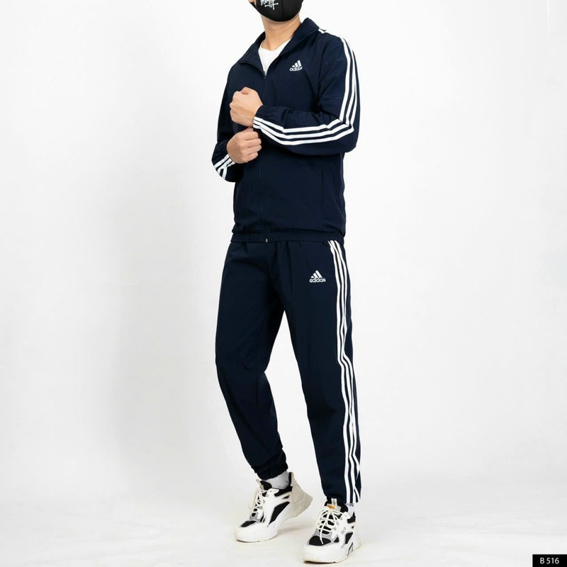 Bộ gió thể thao nam adidas 2 lớp chất gió loại 1 lót lưới