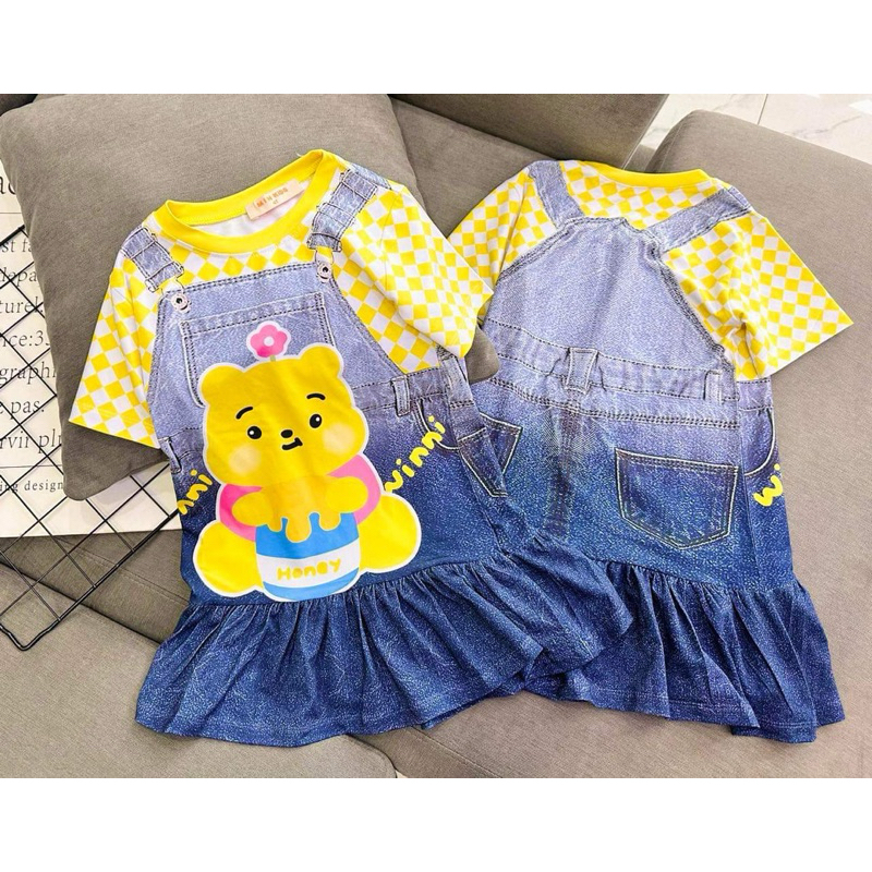 Đầm tay phồng dáng xuông đuôi cá bèo cho bé gái 10kg tới 21kg cho bé mặc đi chơi , đi học , đi tiệc