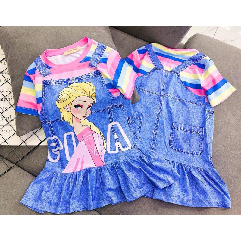 Đầm tay phồng dáng xuông đuôi cá bèo cho bé gái 10kg tới 21kg cho bé mặc đi chơi , đi học , đi tiệc