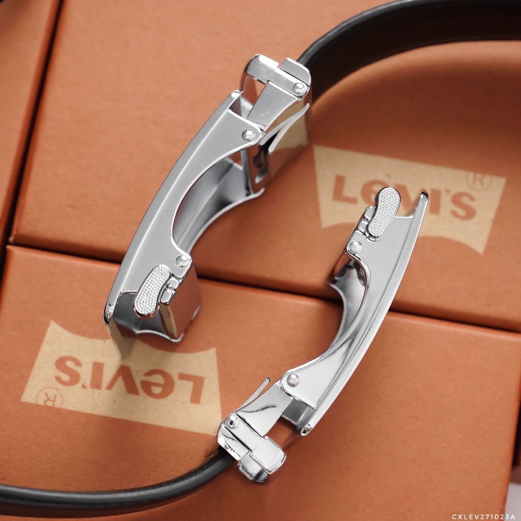 Thắt lưng LEVIS Mặt Gương Nam da bò thật, Nịt nam Sang Trọng - Dây lưng khóa tự động thông minh FullBox