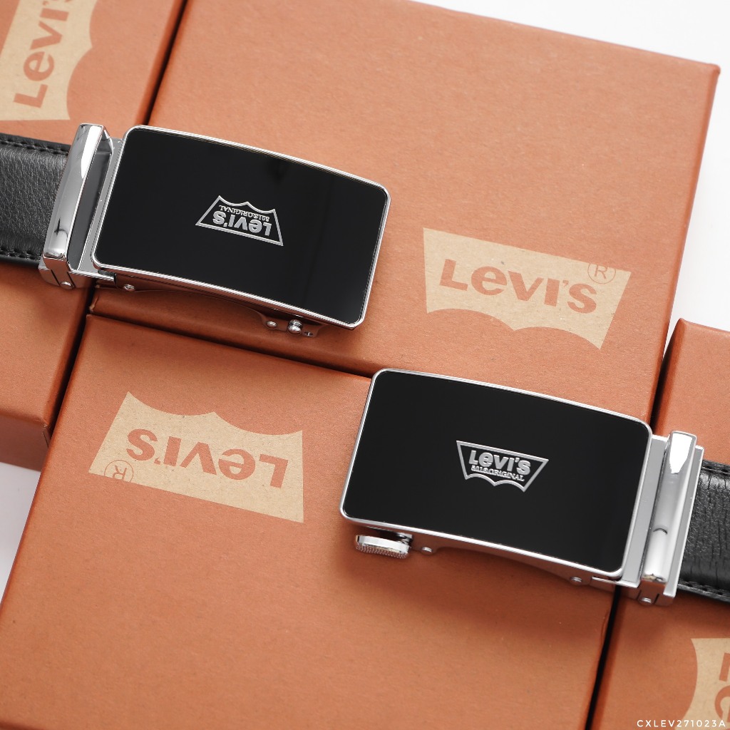 Thắt lưng LEVIS Mặt Gương Nam da bò thật, Nịt nam Sang Trọng - Dây lưng khóa tự động thông minh FullBox